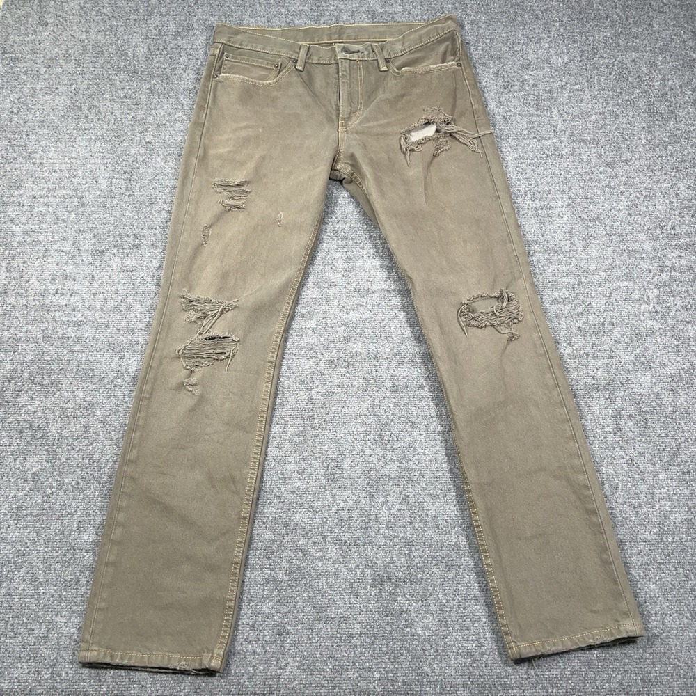 Levis 511 Slim Fit Jeans Mens 34x32 Green Stretch Ripped‎ Distressed Gorpcore